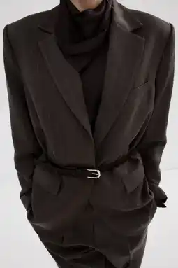 Wehkamp Mango regular blazer met krijtstreep donkerbruin aanbieding