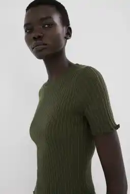 Wehkamp Mango top donkergroen rib gebreid aanbieding