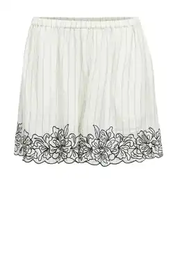 Wehkamp OBJECT regularwaist gestreepte casual short ecru aanbieding