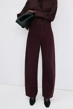 Wehkamp Mango highwaist barrel jeans donkerrood aanbieding