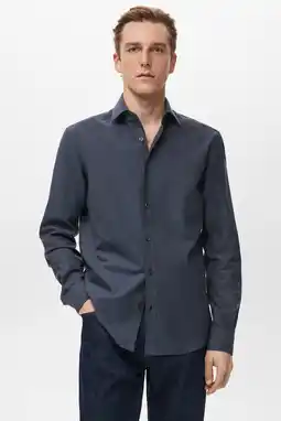 Wehkamp Mango Man Regular casual overhemd met krijtstreep donkerblauw aanbieding