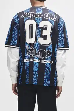 Wehkamp Deus Ex Machina oversized gestreept T-shirt met backprint blauw aanbieding