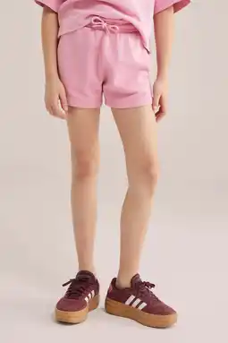 Wehkamp WE Fashion straight sweatshort roze aanbieding