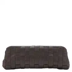 Wehkamp Mango gevlochten clutch donkerbruin aanbieding