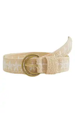 Wehkamp WE Fashion riem met borduursels beige/wit aanbieding