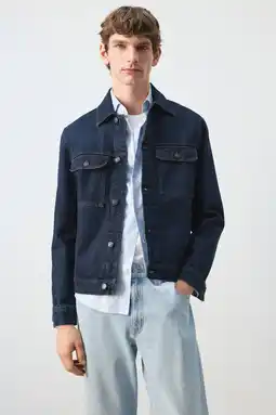 Wehkamp Mango Man denim spijkerjas donkerblauw aanbieding