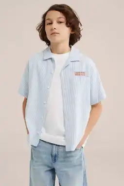 Wehkamp WE Fashion gestreepte overshirt lichtblauw aanbieding