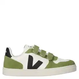 Wehkamp Veja Small V-10 leren sneakers wit/groen aanbieding