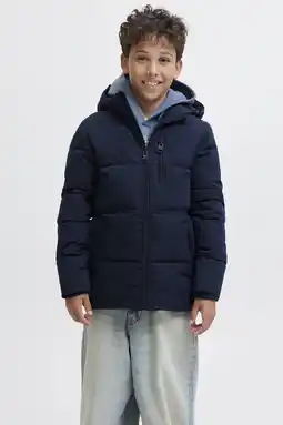 Wehkamp JACK & JONES JUNIOR gewatteerde jas donkerblauw aanbieding