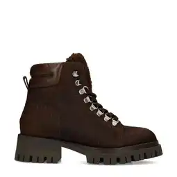 Wehkamp Sacha gevoerde leren veterboots met ponyhair donkerbruin aanbieding