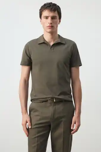 Wehkamp Mango Man slim polo donkergroen aanbieding