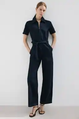Wehkamp Mango Aansluitend jumpsuit dark blue denim aanbieding