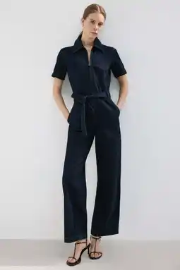 Wehkamp Mango Aansluitend jumpsuit dark blue denim aanbieding