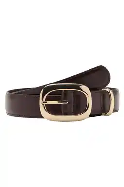 Wehkamp Mango leren riem donkerbruin aanbieding
