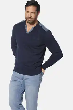 Wehkamp Jan Vanderstorm trui fijn gebreid JORGIR Plus Size donkerblauw aanbieding
