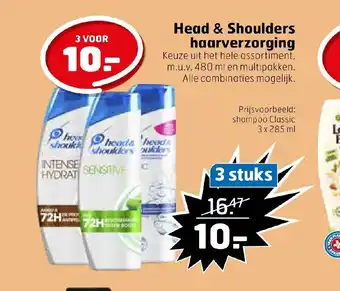 Trekpleister Head & Shoulders haarverzorging 480 ml 3 stuks aanbieding