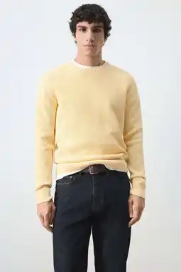 Wehkamp Mango Man gebreide trui met textuur geel aanbieding