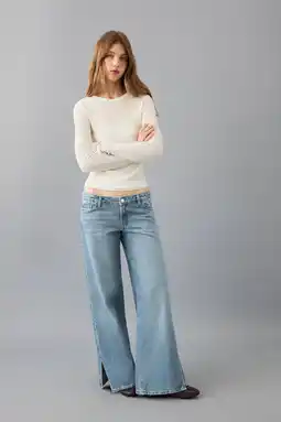 Wehkamp MANGO TEEN lowwaist wide leg jeans medium blue denim aanbieding