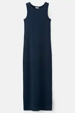 Wehkamp MANGO TEEN maxi jurk rib gebreid donkerblauw aanbieding