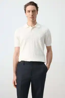 Wehkamp Mango Man regular polo met kabels wit aanbieding