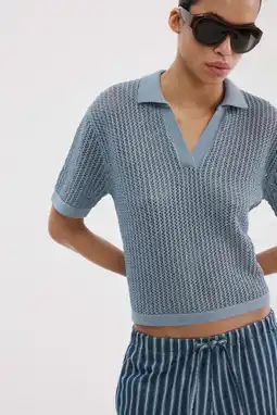 Wehkamp Mango top blauw gebreid aanbieding