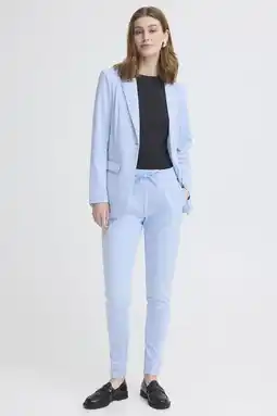 Wehkamp ICHI jersey regularwaist casual broek lichtblauw aanbieding