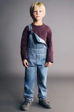 Wehkamp Mango Kids denim tuinbroek medium blue denim aanbieding