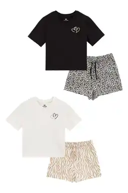 Wehkamp WE Fashion shortama - beige/zwart/wit (set van 2) aanbieding
