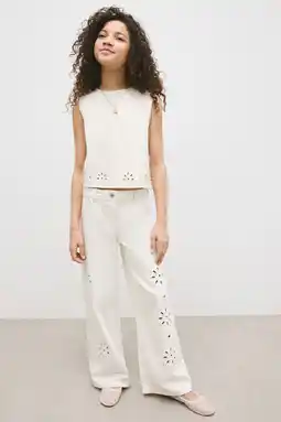 Wehkamp Mango Kids wide leg jeans ecru aanbieding