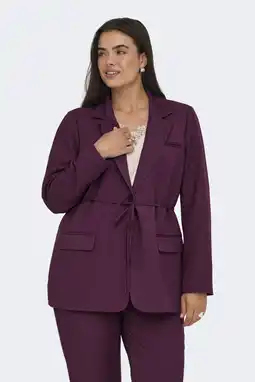 Wehkamp ONLY CARMAKOMA getailleerde blazer donkerrood aanbieding