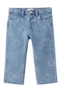 Wehkamp Mango Kids Hello Kitty wide leg jeans light blue denim aanbieding