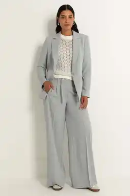 Wehkamp Claudia Sträter wide leg highwaist pantalon lichtblauw aanbieding