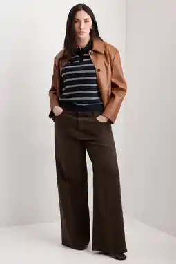 Wehkamp Mango highwaist wide leg jeans donkerbruin aanbieding
