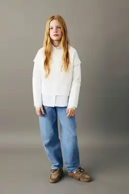 Wehkamp Mango Kids barrel jeans medium blue denim aanbieding