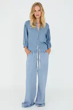 Wehkamp Moscow wide leg regularwaist pantalon blauw aanbieding