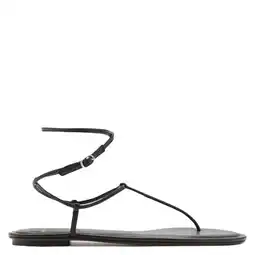 Wehkamp Mango imitatieleren sandalen - donkerbruin aanbieding