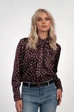 Wehkamp Fifth House blouse met stippen bruin aanbieding
