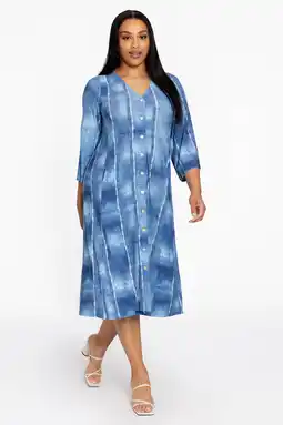 Wehkamp YOEK blousejurk blauw denimprint aanbieding