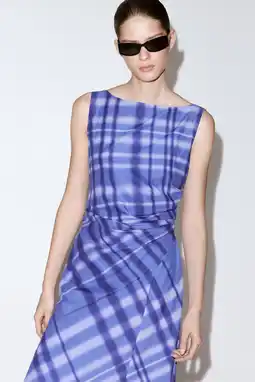 Wehkamp Mango geruite midi jurk - blauw aanbieding