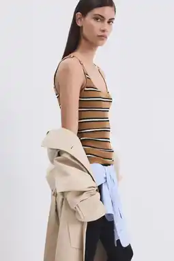 Wehkamp Mango gestreepte top camel aanbieding