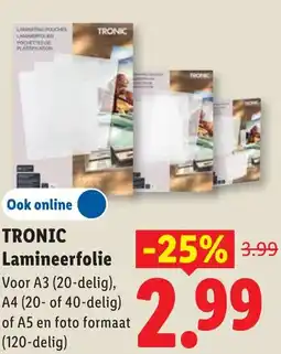 Lidl Tronic lamineerfolie aanbieding