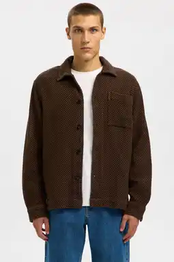 Wehkamp Selected overshirt met textuur bruin aanbieding