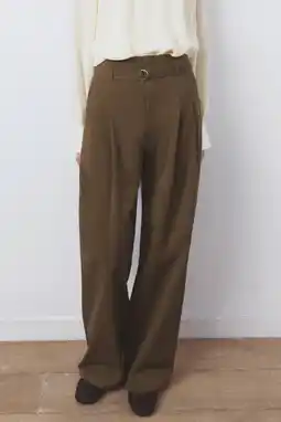 Wehkamp Mango wide leg highwaist palazzo broek kaki aanbieding