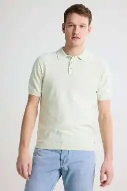Wehkamp No Excess regular polo fijn gebreid lichtgroen aanbieding