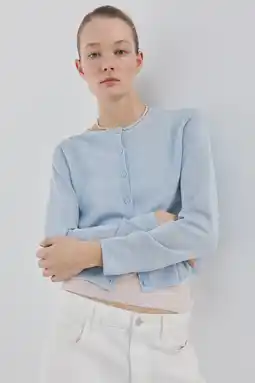 Wehkamp Mango vest lichtblauw fijn gebreid aanbieding