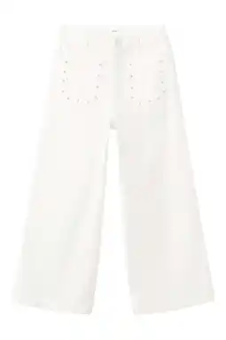 Wehkamp Mango Kids highwaist wide leg jeans beige aanbieding