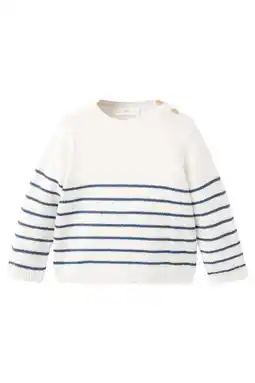 Wehkamp Mango Kids Gebreide pullover met strepen wit donkerblauw aanbieding