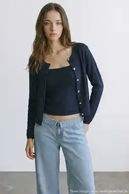 Wehkamp MANGO TEEN vest donkerblauw fijn gebreid aanbieding