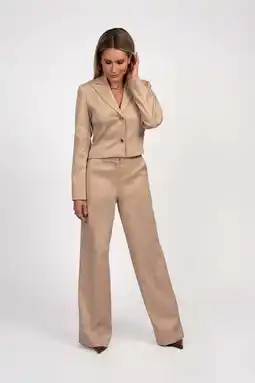 Wehkamp NIKKIE straight highwaist pantalon zand met glitter aanbieding