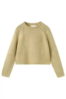 Wehkamp Mango Kids gebloemde trui geel rib gebreid aanbieding
